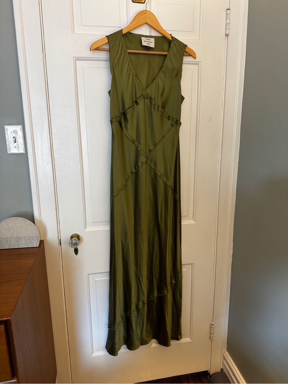 Reformation x Camille Rowe - Taylor V-Neck Silk Maxi Dress Size Medium - Picture 5 of 6